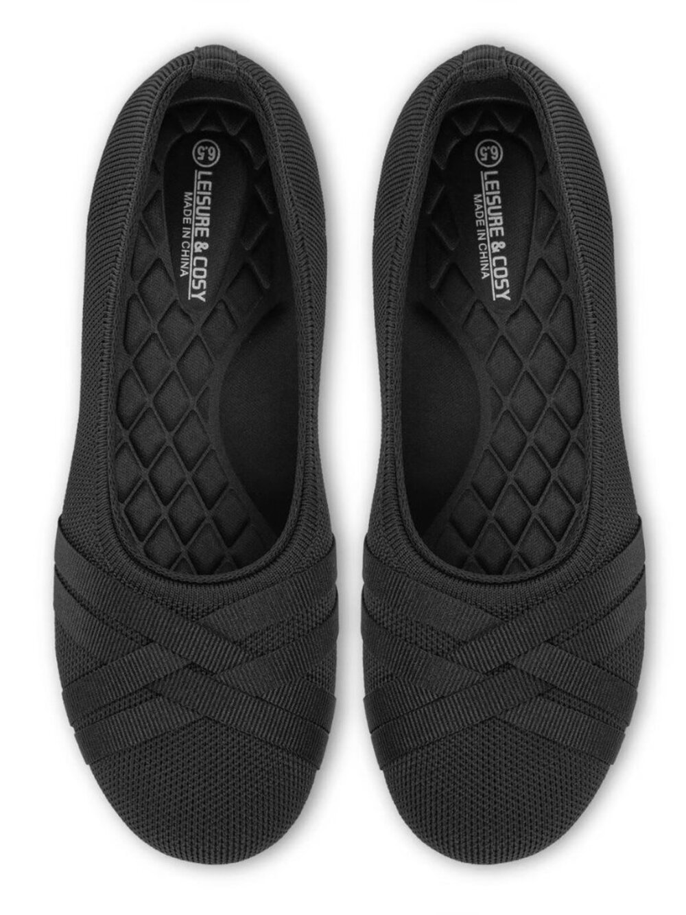 Women's Ballet Flats Round Toe Knit Dressy Shoes